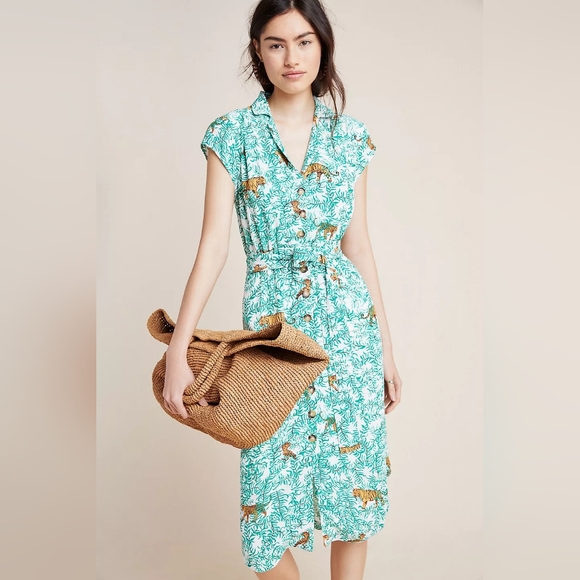 Maeve Dresses & Skirts - Maeve by Anthropologie Catherine tiger shirt dress size 14